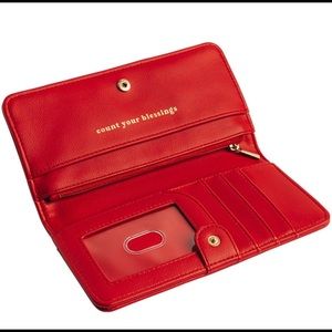 Origami owl red “count your blessings” wallet. EUC…no stains or tears.